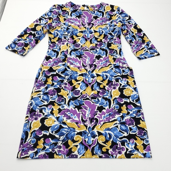 J. McLaughlin Catalyst Artist Garden Floral Print Catalina Cloth Midi Dress Sz M - Picture 3 of 10